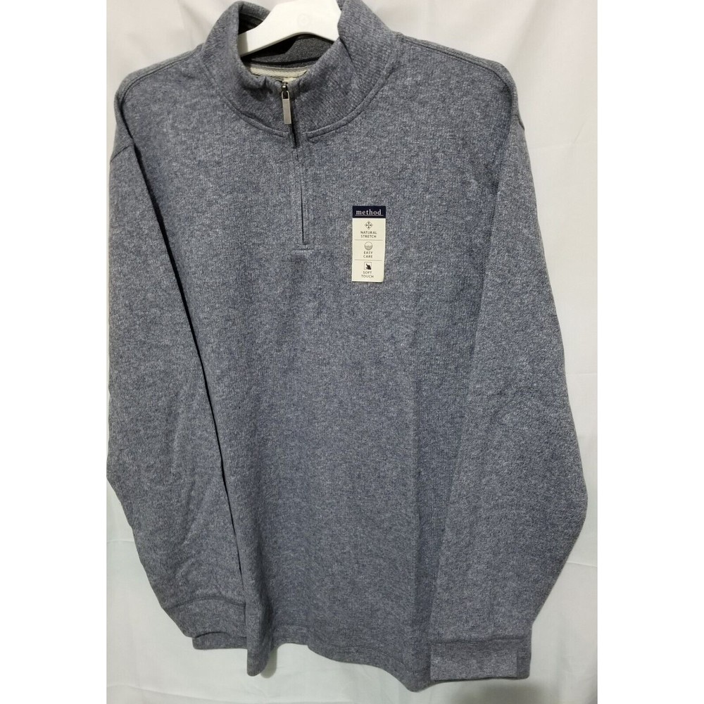 Mens Method XL Long Sleeve Quarter Zip Blue Gray Pullover Sweater,